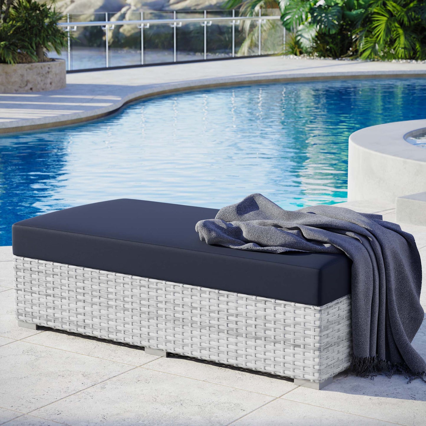 Convene Outdoor Patio Rectangular Ottoman