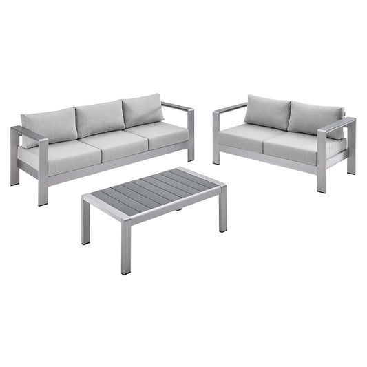 Shore 3 Piece Sunbrella® Fabric Outdoor Patio Aluminum Set