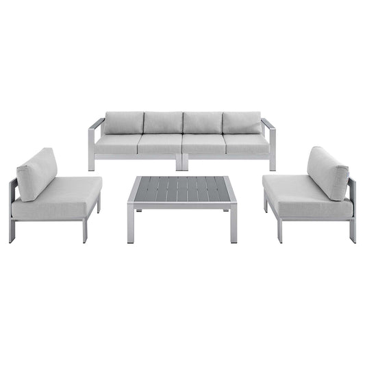 Shore 5 Piece Sunbrella® Fabric Outdoor Patio Aluminum Sectional Sofa Set