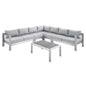 Shore 6 Piece Sunbrella® Fabric Outdoor Patio Aluminum Sectional Sofa Set