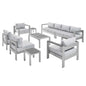 Shore 9 Piece Sunbrella® Fabric Outdoor Patio Aluminum Sectional Sofa Set