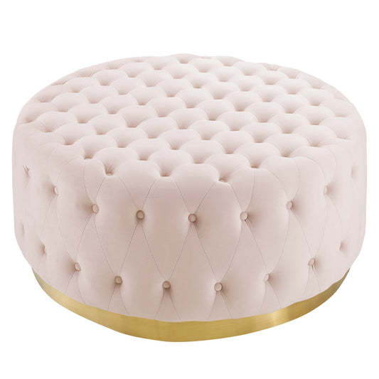 Ensconce Tufted Performance Velvet Round Ottoman