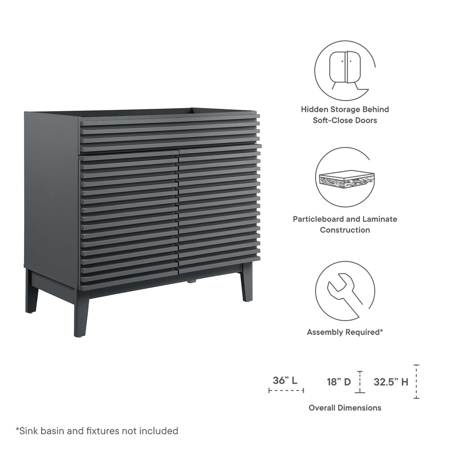 Mueble de baño Render de 36" de Modway