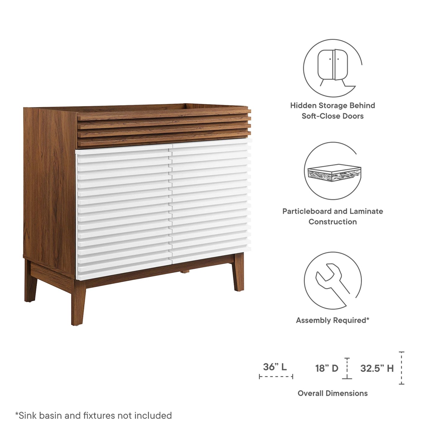 Mueble de baño Render de 36" de Modway