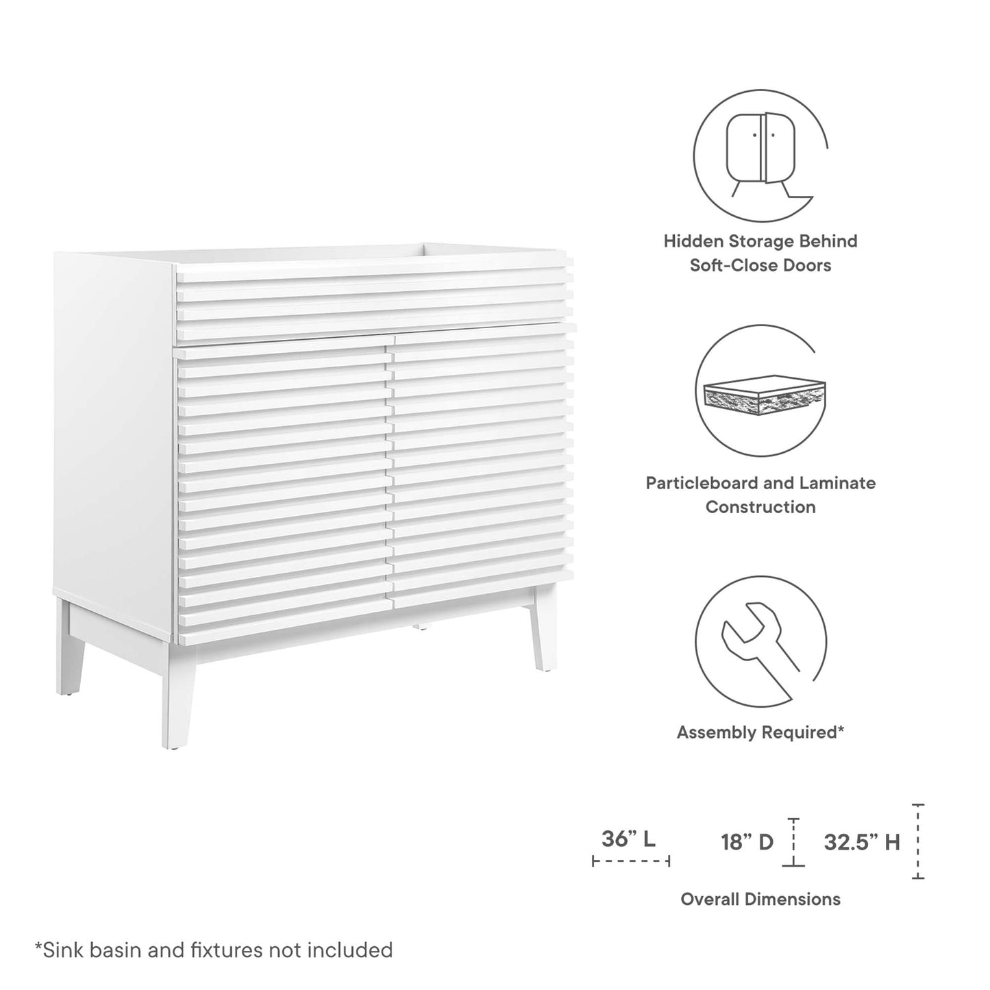 Mueble de baño Render de 36" de Modway