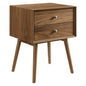 Ember Wood Nightstand With USB Ports