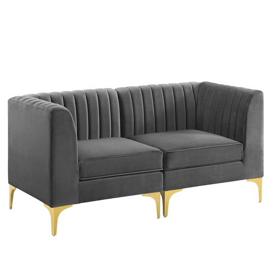 Triumph Channel Tufted Performance Velvet Loveseat