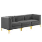 Triumph Channel Tufted Performance Velvet 3-Seater Sofa