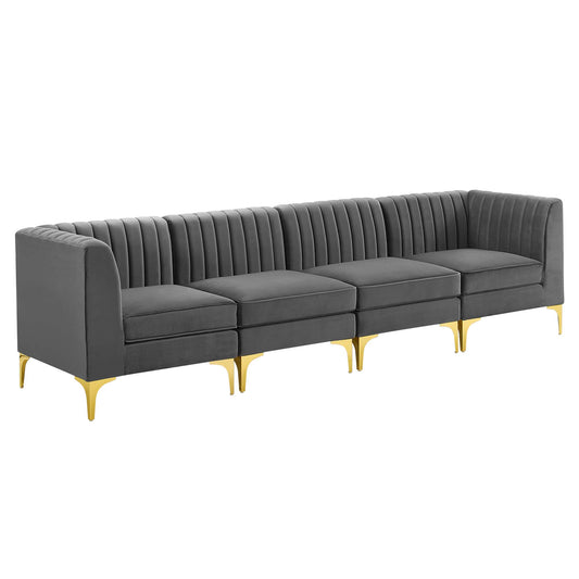 Triumph Channel Tufted Performance Velvet 4-Seater Sofa