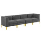 Triumph Channel Tufted Performance Velvet 4-Seater Sofa