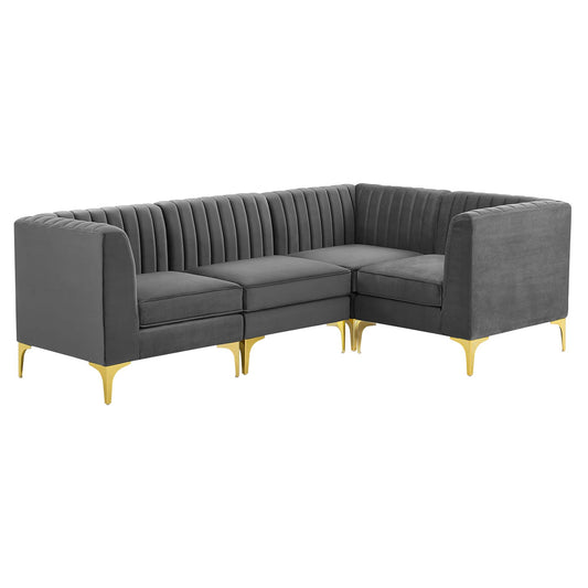 Triumph 4-Piece Channel Tufted Performance Velvet Sectional Sofa