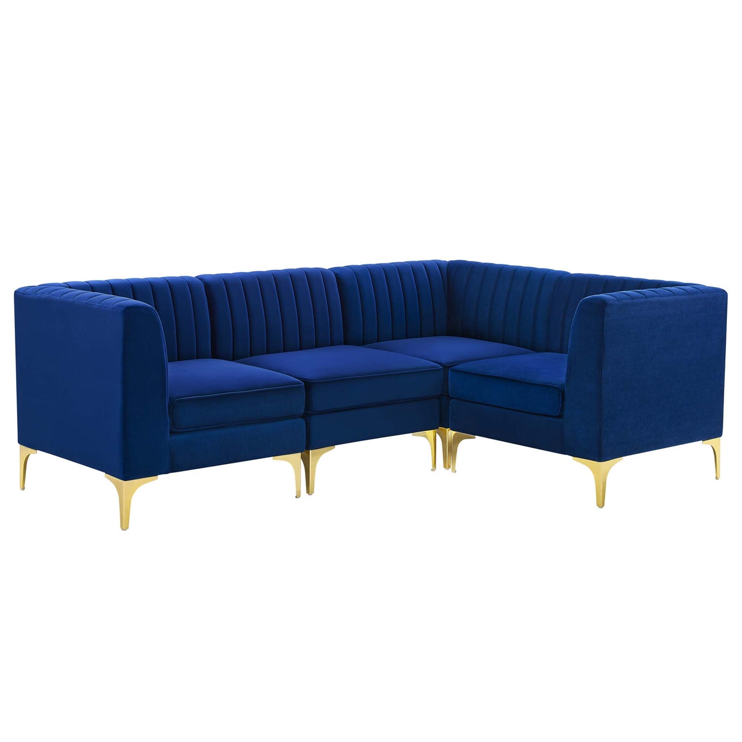 Triumph 4-Piece Channel Tufted Performance Velvet Sectional Sofa