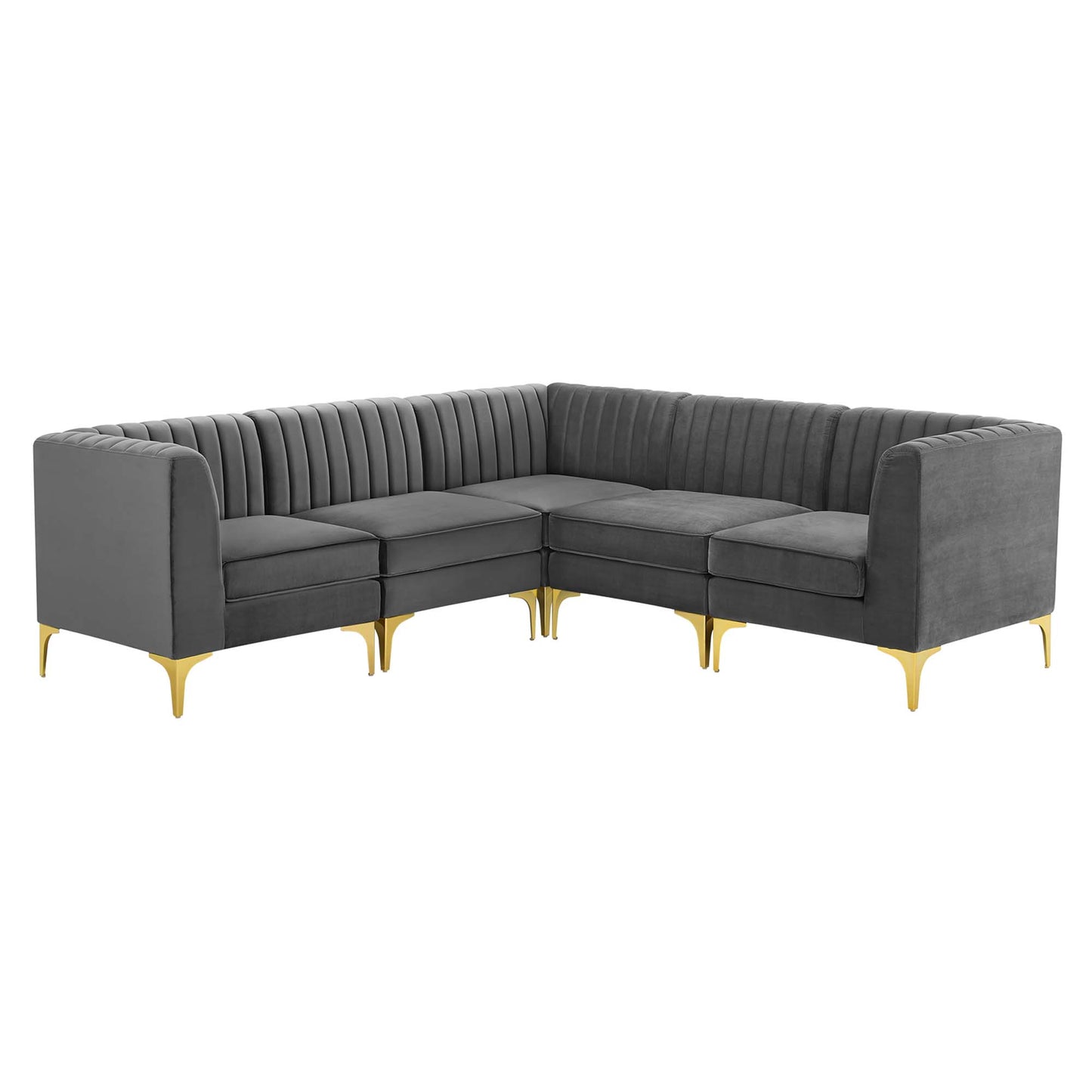 Triumph 5-Piece Channel Tufted Performance Velvet Sectional Sofa