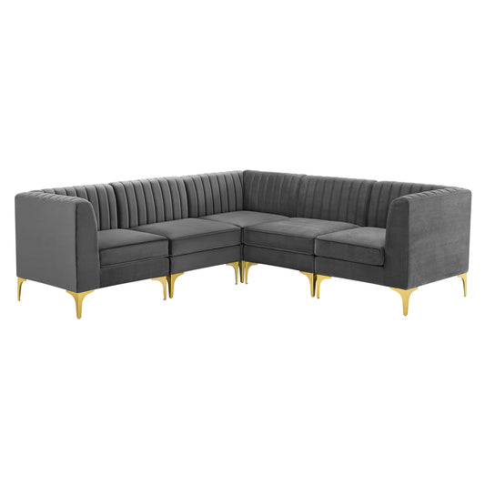 Triumph 5-Piece Channel Tufted Performance Velvet Sectional Sofa