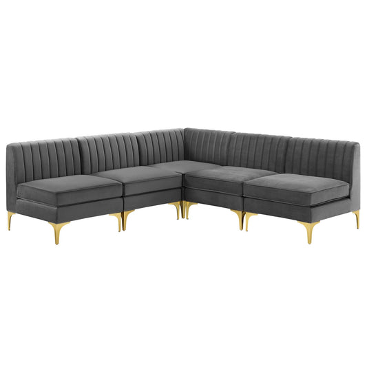 Triumph 5-Piece Channel Tufted Performance Velvet Sectional Sofa