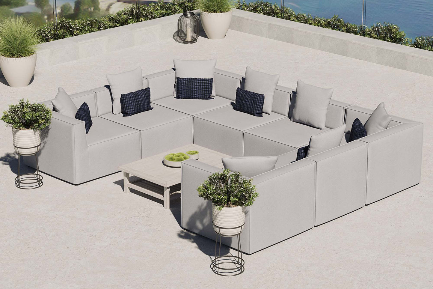 Saybrook 8-Piece Outdoor Patio Upholstered Sectional Sofa