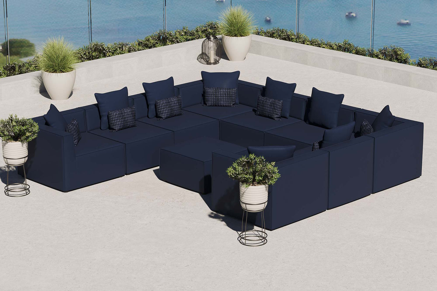 Saybrook 10-Piece Outdoor Patio Upholstered Sectional Sofa