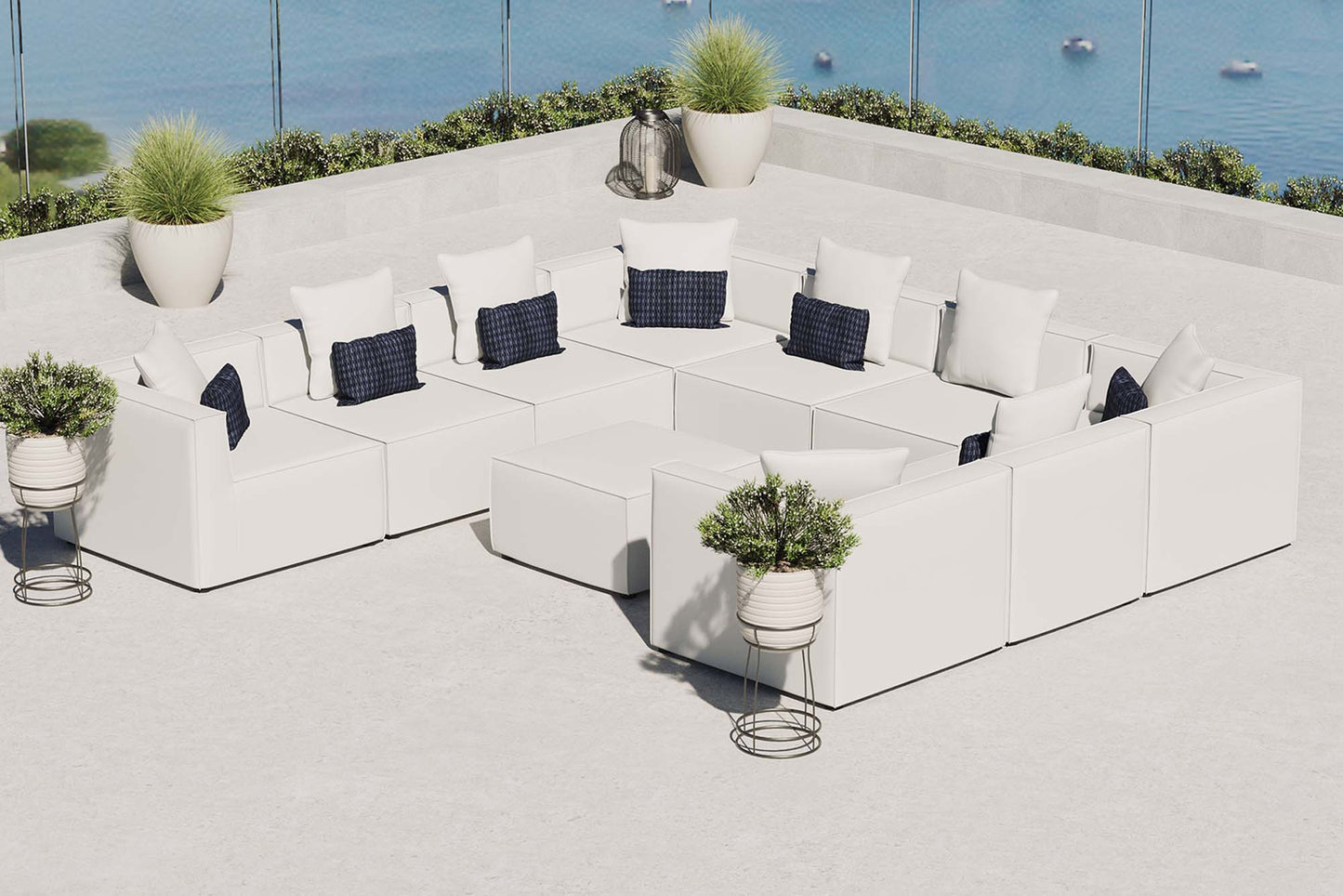 Saybrook 10-Piece Outdoor Patio Upholstered Sectional Sofa