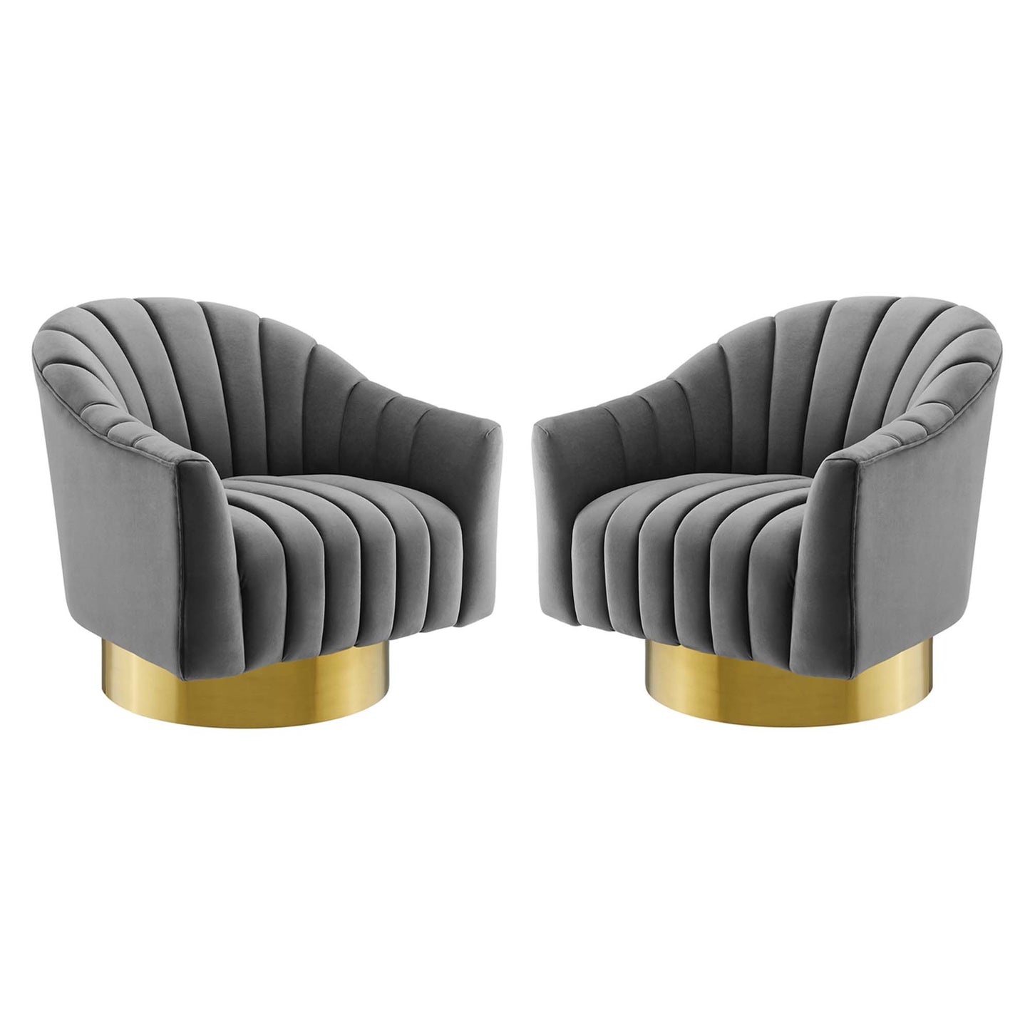 Buoyant Performance Velvet Swivel Chair Set of 2