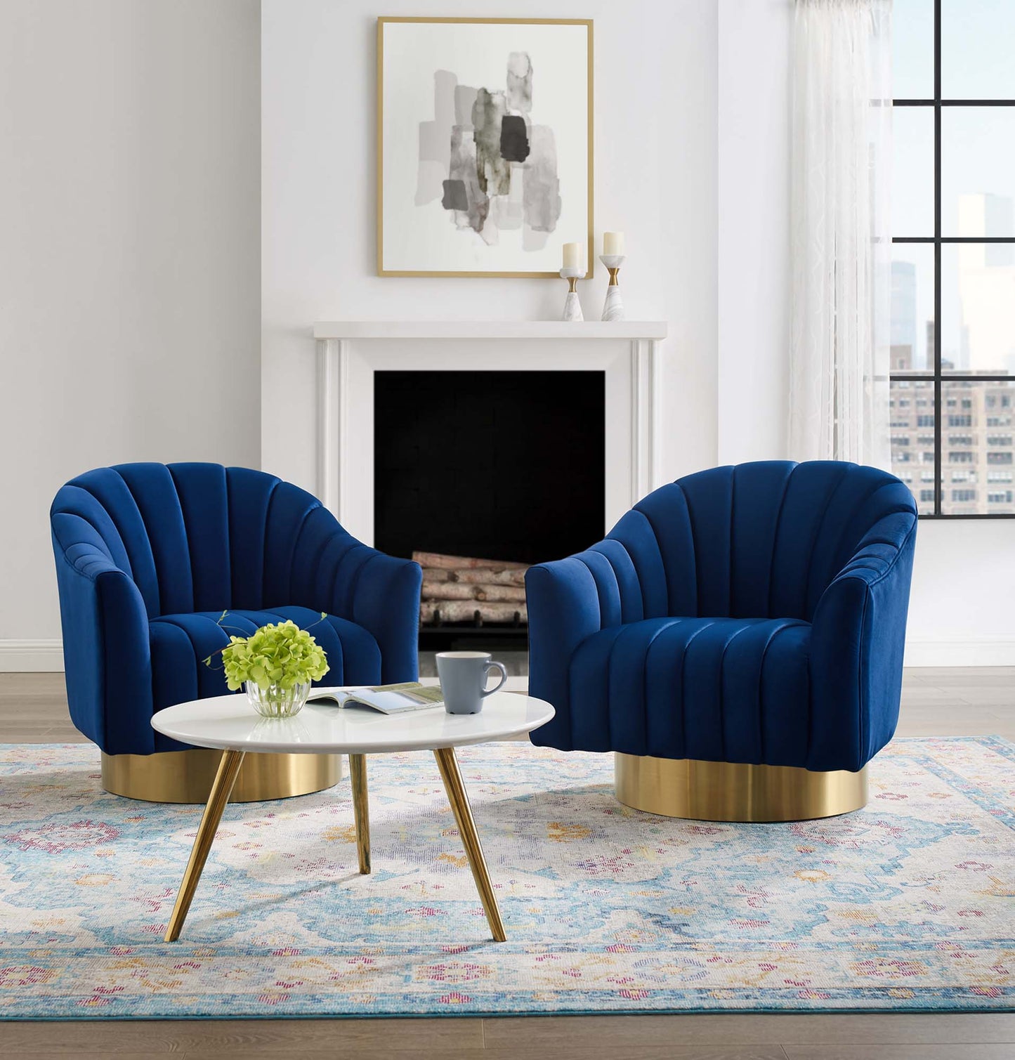 Buoyant Performance Velvet Swivel Chair Set of 2