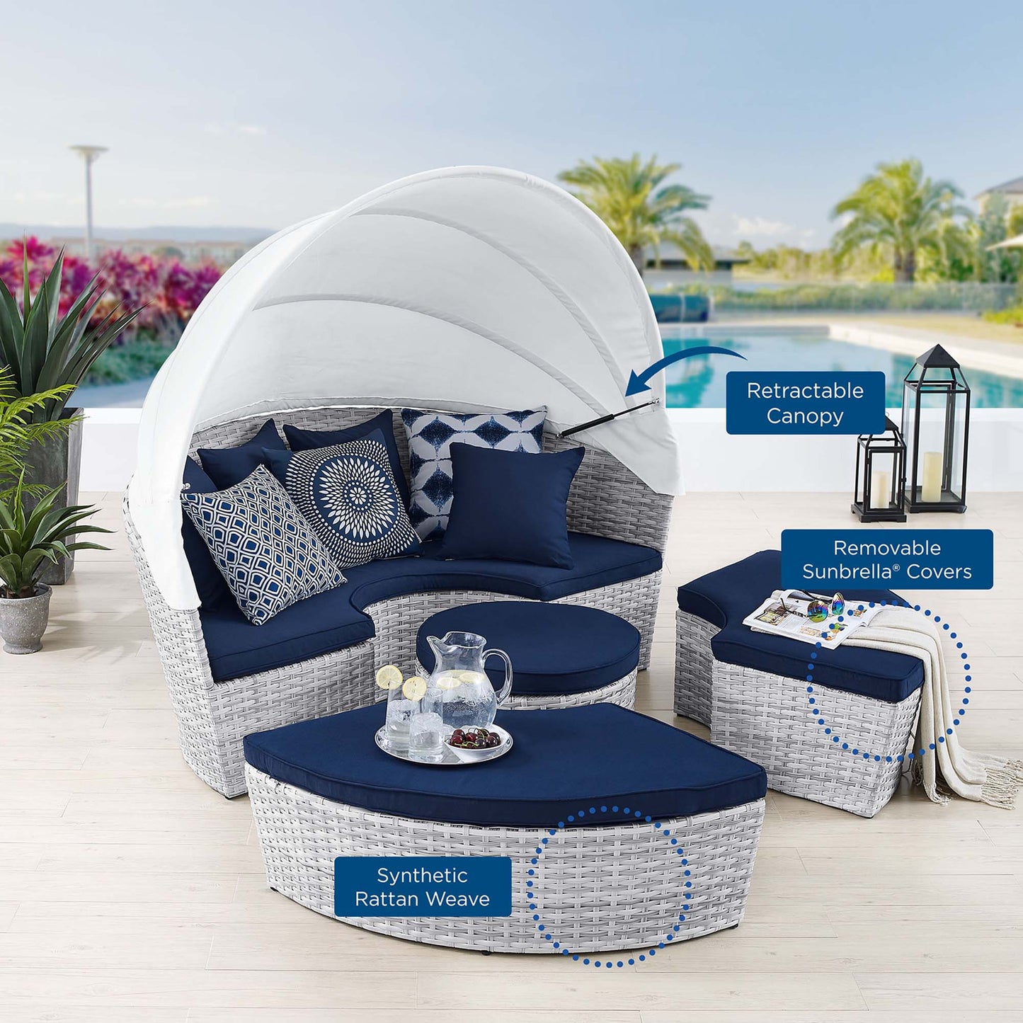 Scottsdale Canopy Sunbrella® Outdoor Patio Daybed