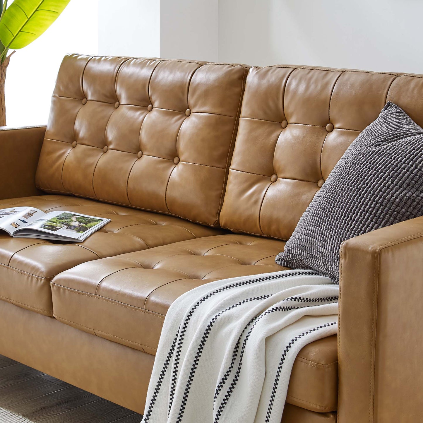 Exalt Tufted Vegan Leather Sofa