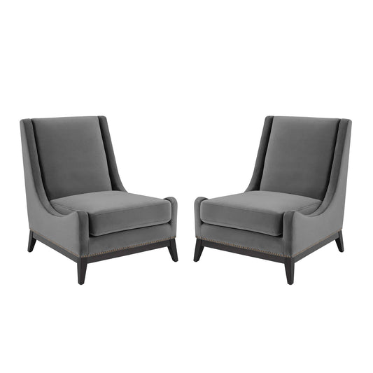 Confident Upholstered Performance Velvet Lounge Chair Set of 2