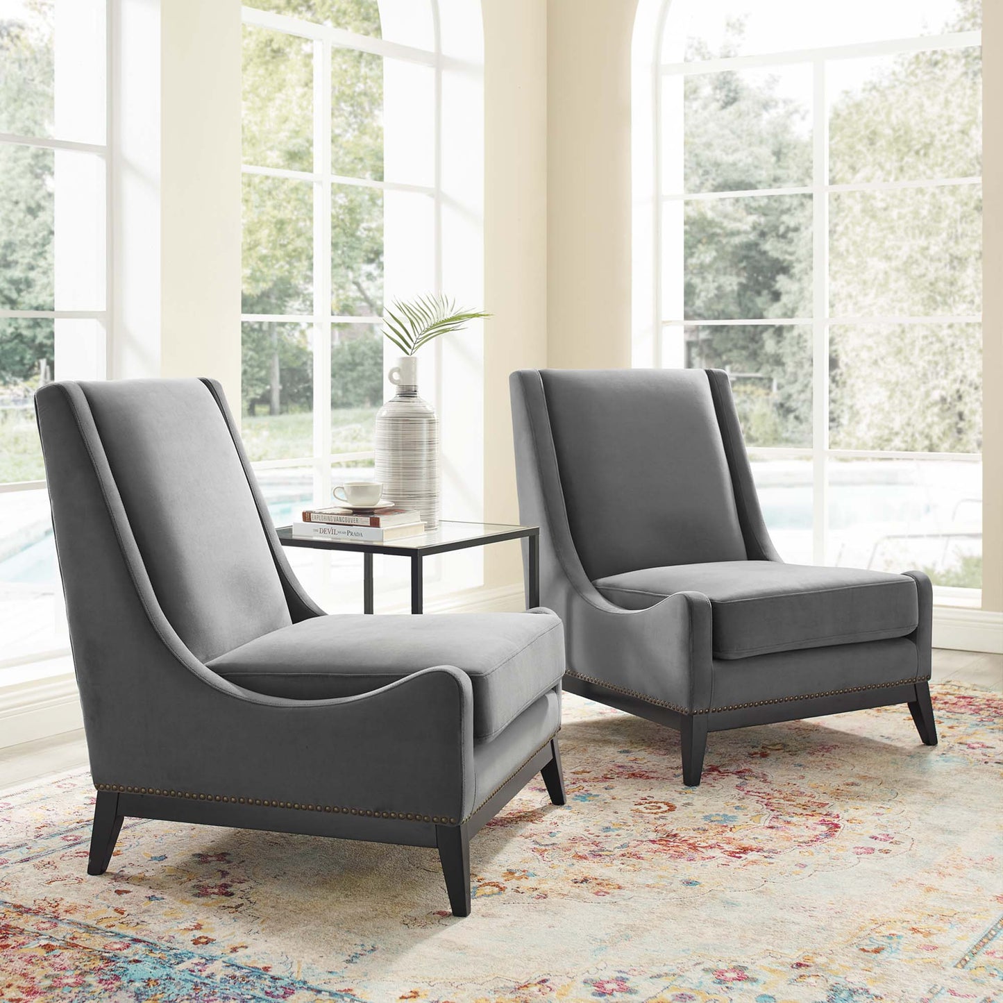 Confident Upholstered Performance Velvet Lounge Chair Set of 2