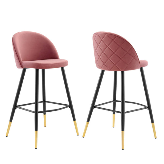 Lot de 2 tabourets de bar en velours Cordial Performance par Modway