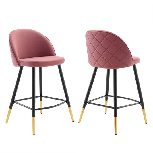 Ensemble de 2 tabourets de bar en velours Cordial Performance par Modway