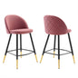 Ensemble de 2 tabourets de bar en velours Cordial Performance par Modway