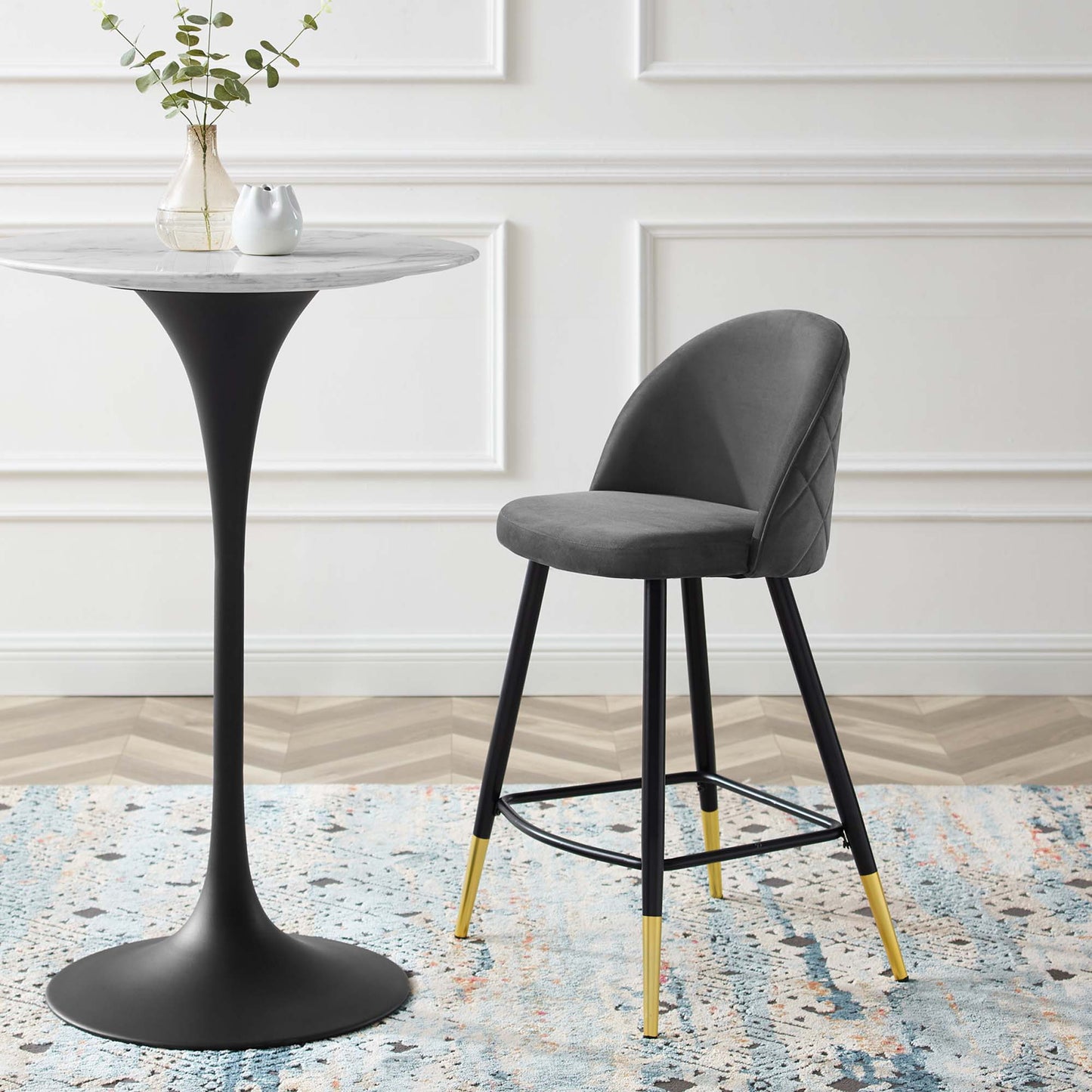 Ensemble de 2 tabourets de bar en velours Cordial Performance par Modway