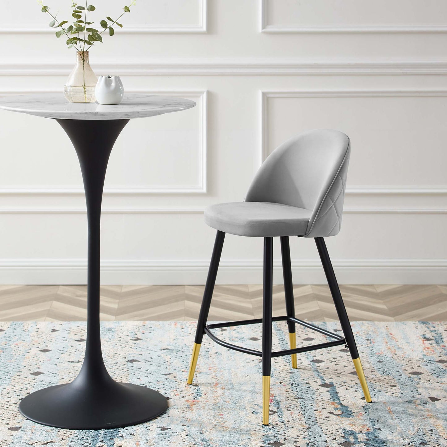 Ensemble de 2 tabourets de bar en velours Cordial Performance par Modway