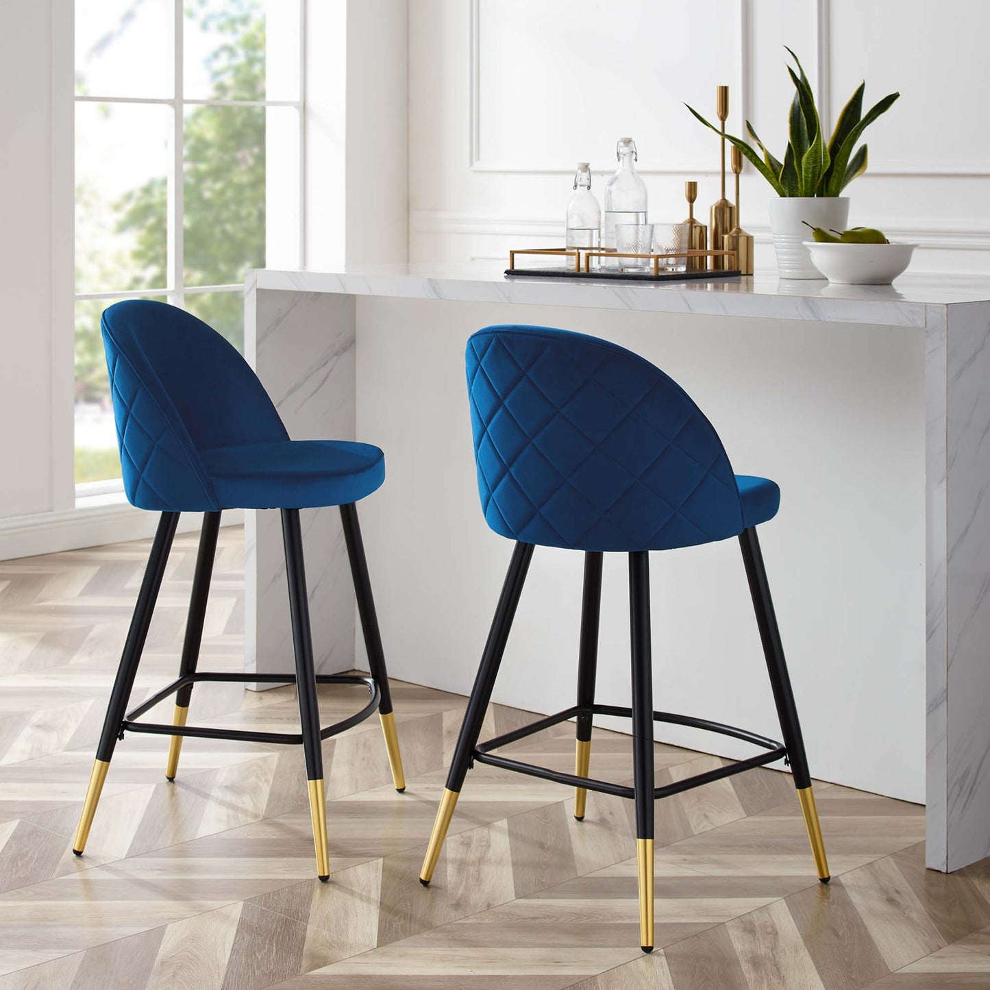 Ensemble de 2 tabourets de bar en velours Cordial Performance par Modway