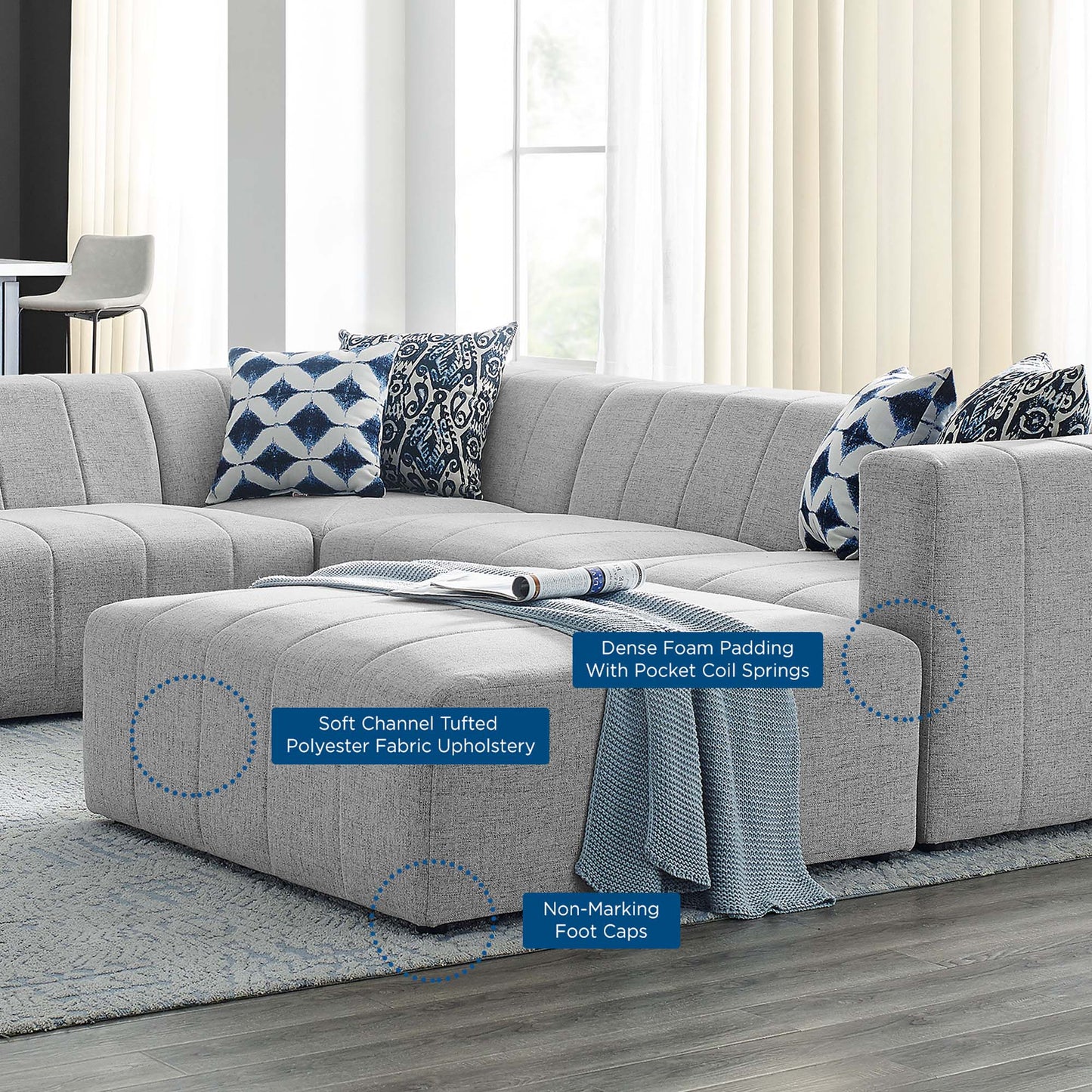 Bartlett 6-Piece Upholstered Fabric Sectional Sofa