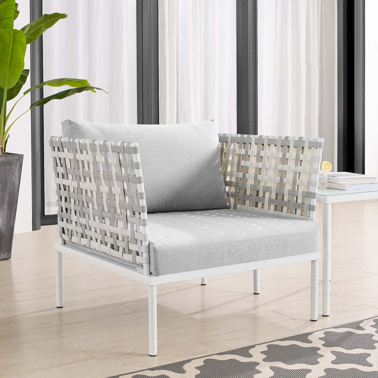 Sillón de aluminio para exteriores con tejido tipo canasta Harmony Sunbrella® de Modway