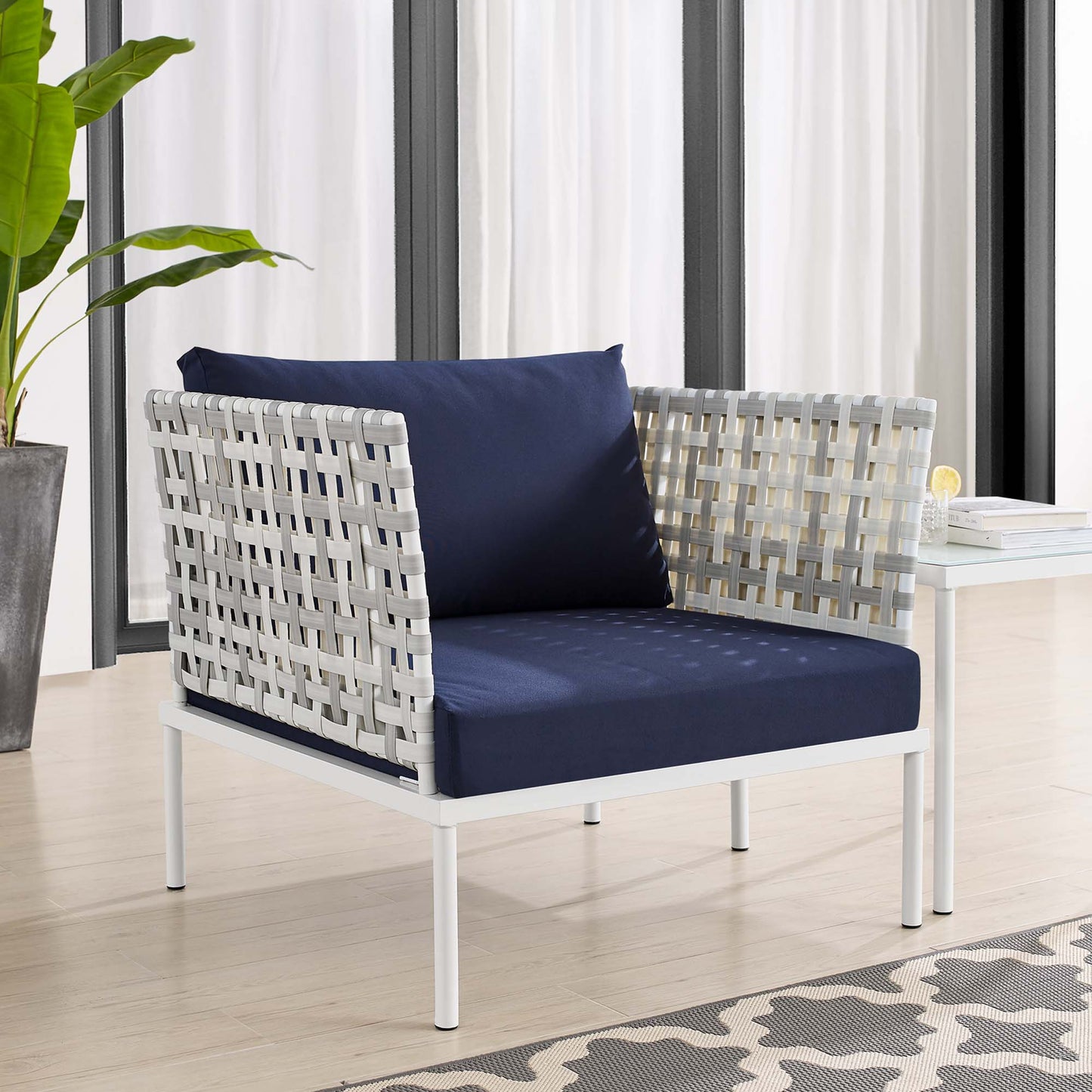 Sillón de aluminio para exteriores con tejido tipo canasta Harmony Sunbrella® de Modway