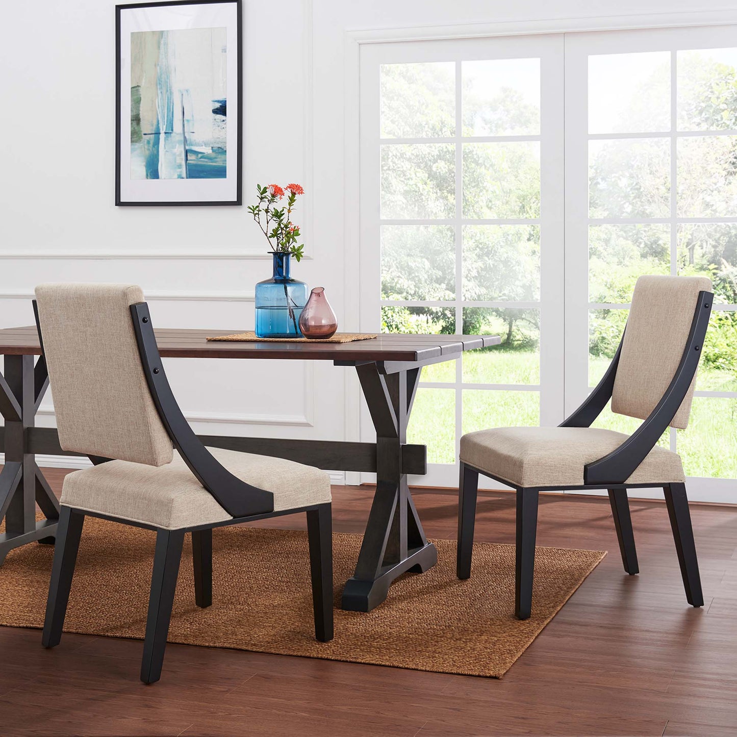 Cambridge Upholstered Fabric Dining Chairs Set of 2