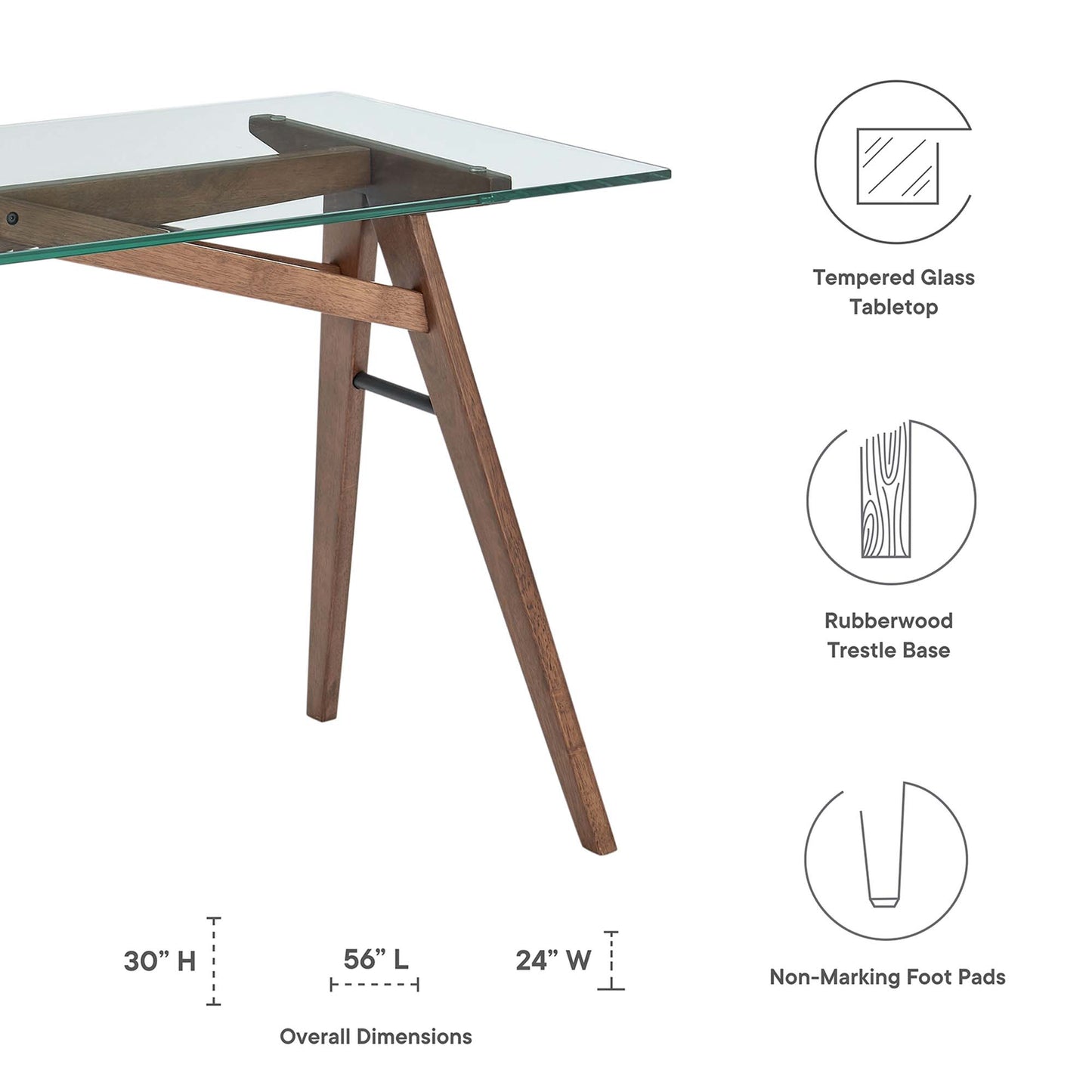 Steadfast Glass Top Office Desk