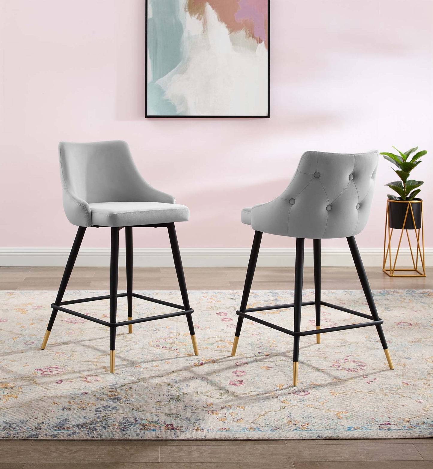 Adorn Performance Velvet Counter Stool Set of 2