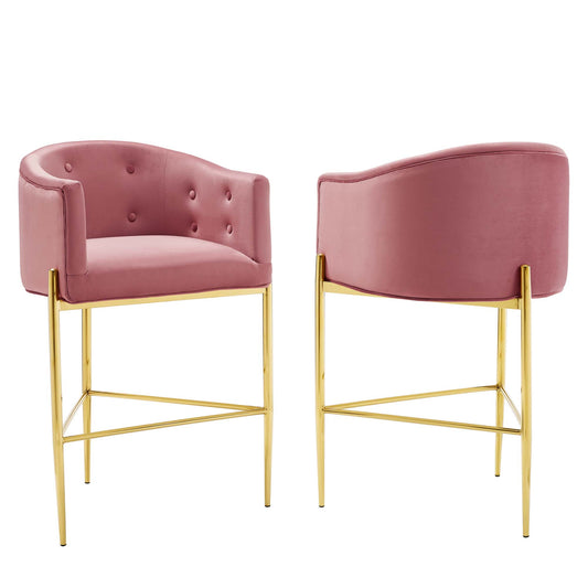 Ensemble de 2 tabourets de bar en velours capitonné Savour par Modway