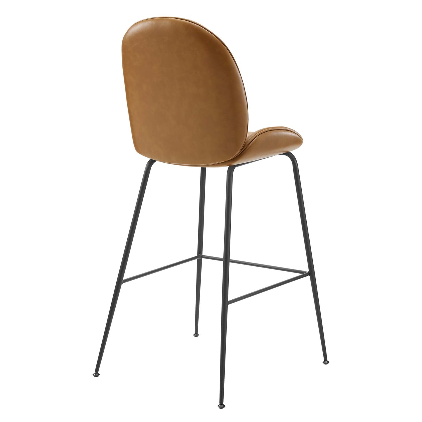 Tabouret de bar Scoop en cuir vegan avec pieds en acier enduit de poudre noire par Modway