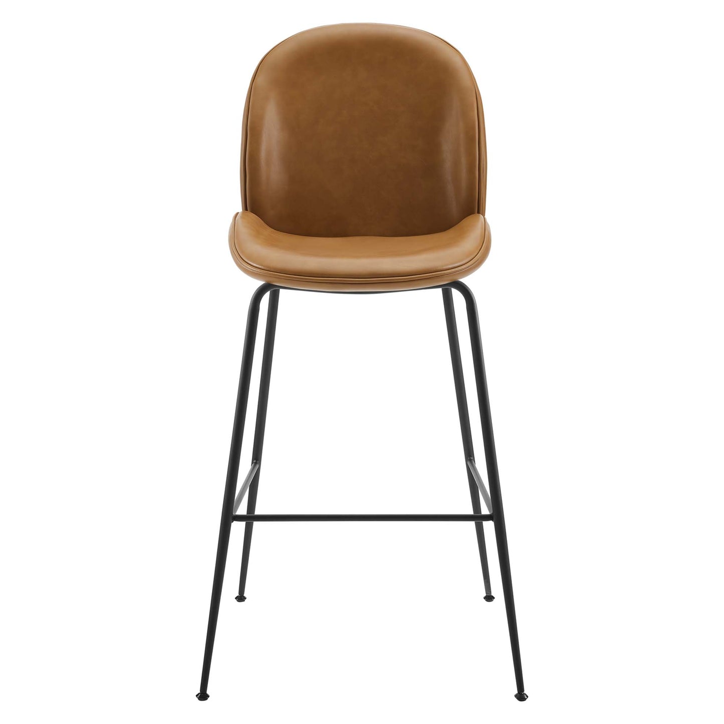 Tabouret de bar Scoop en cuir vegan avec pieds en acier enduit de poudre noire par Modway