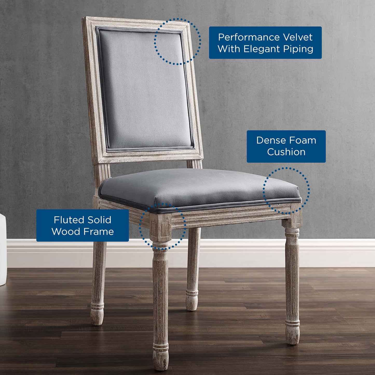 Court French Vintage Performance Velvet Dining Side Chair