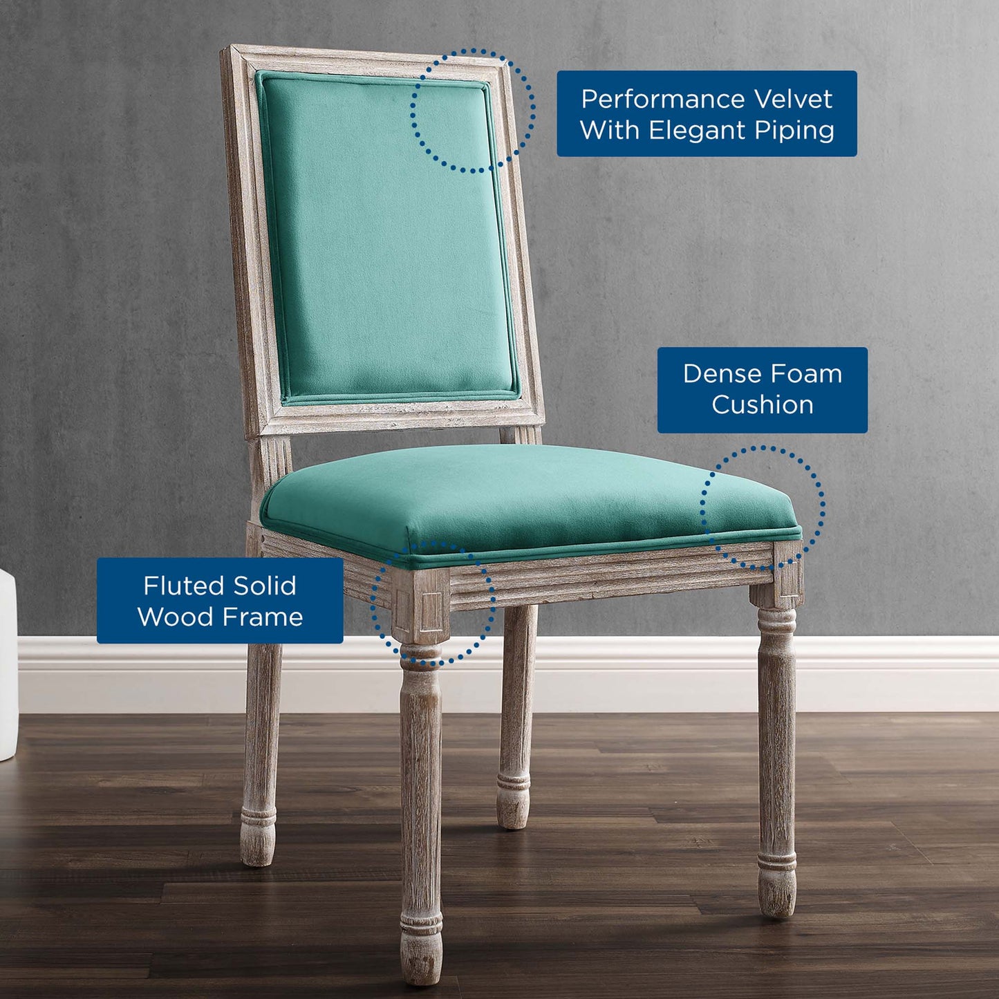 Court French Vintage Performance Velvet Dining Side Chair