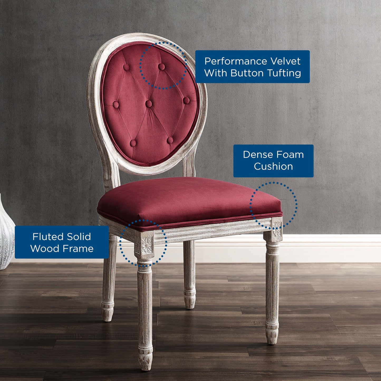 Arise Vintage French Performance Velvet Dining Side Chair