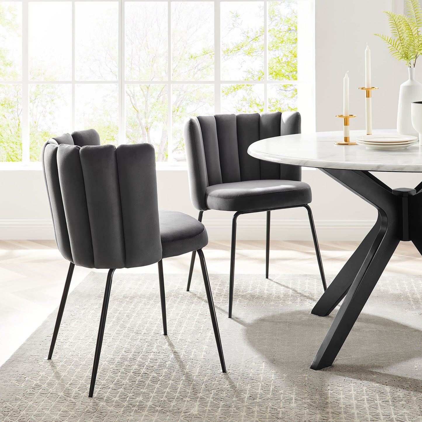 Juego de 2 sillas de comedor Virtue Performance Velvet de Modway