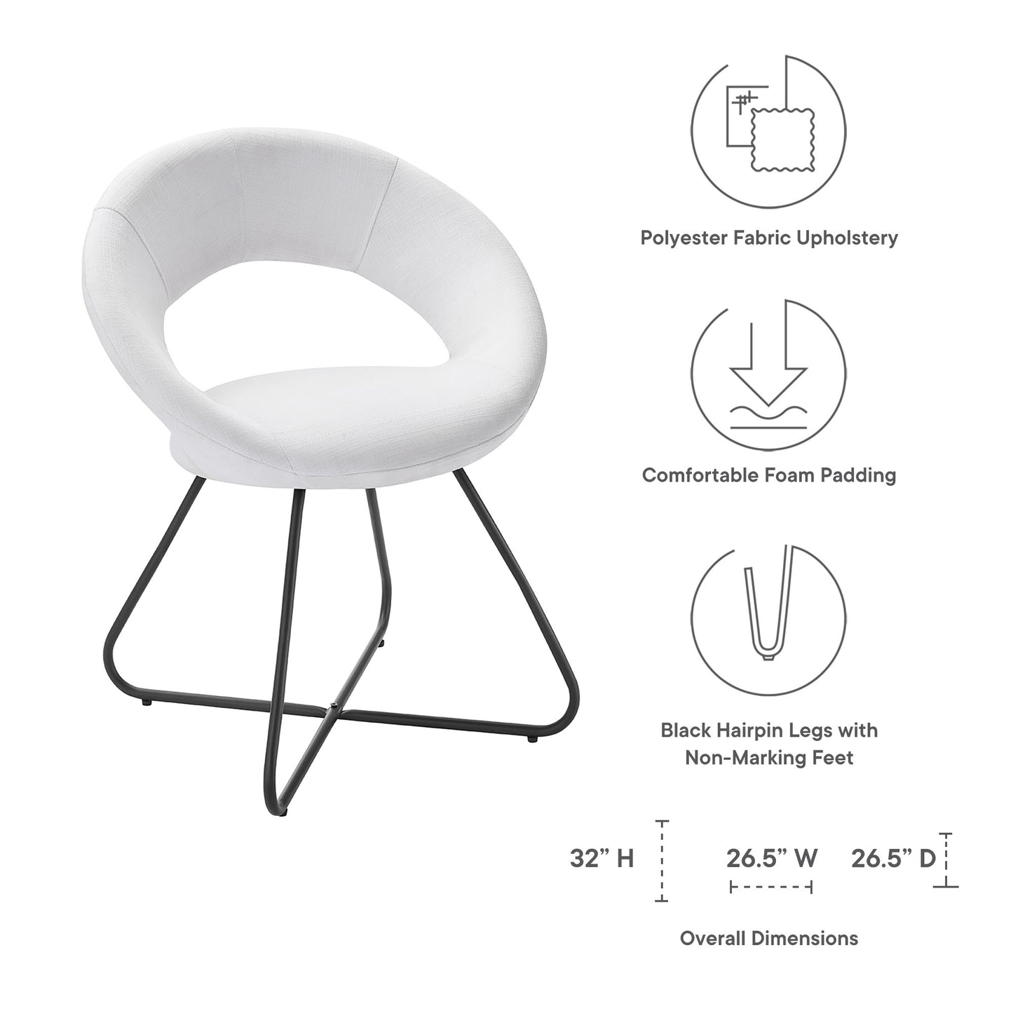 Juego de 2 sillas de comedor tapizadas de tela Nouvelle de Modway