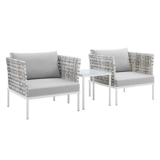 Harmony 3-Piece Sunbrella® Basket Weave Outdoor Patio Aluminum Seating Set