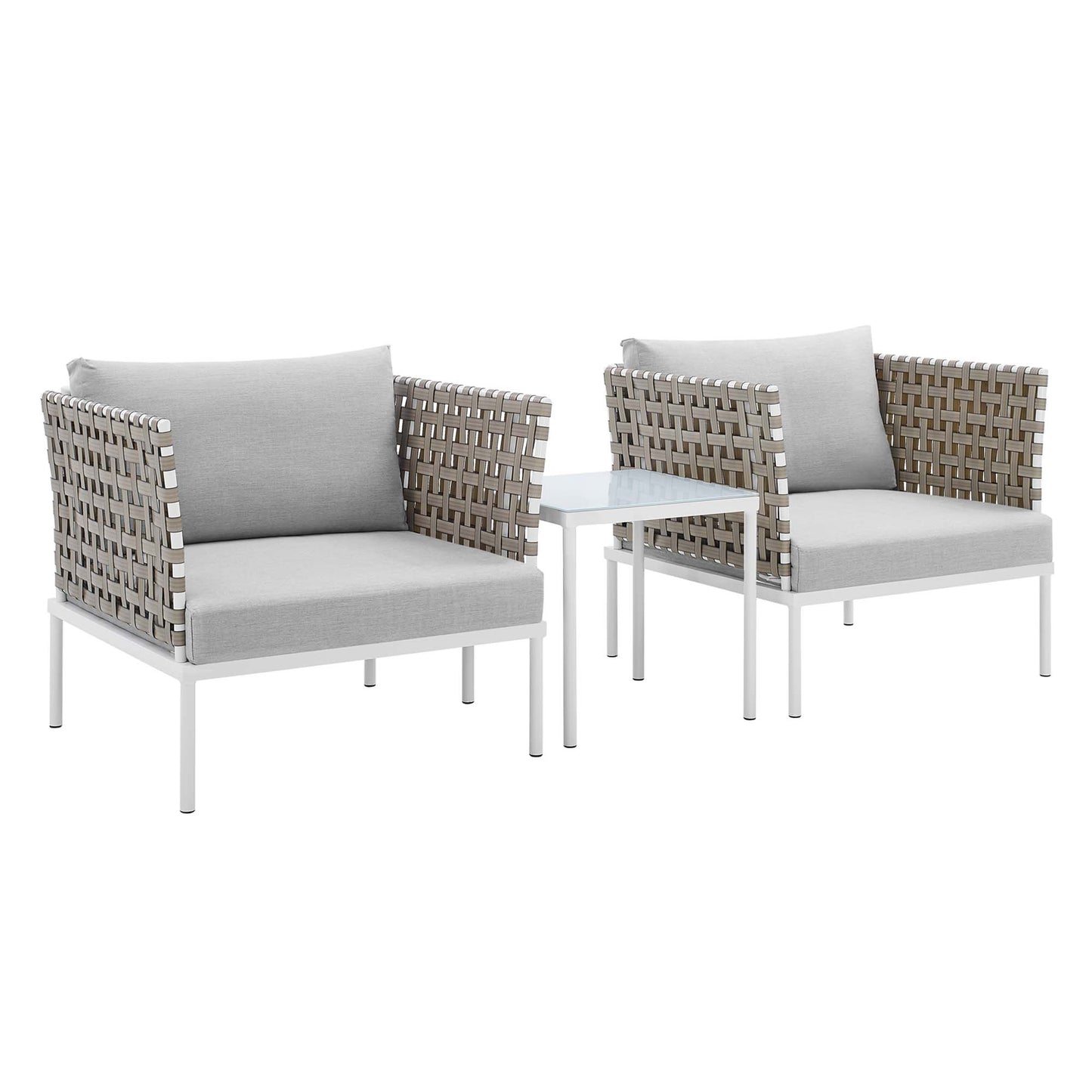 Harmony 3-Piece Sunbrella® Basket Weave Outdoor Patio Aluminum Seating Set